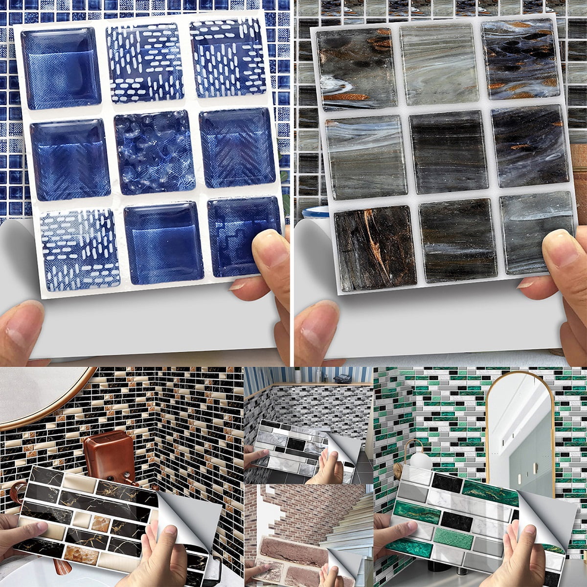 9180PCS 2 Sizes 3D SelfAdhesive Kitchen Wall Tiles Bathroom Stickers