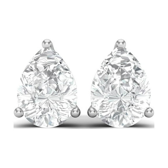 AVDAN Pear Shape White Moissanite Diamond 925 Sterling Silver Stud Earring, 1.50 Ct