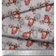 thumbnail image 2 of Soimoi Tissu en Coton Canard Feuilles & Roses Imprimé Floral 1 Yard 56 Pouces de Large, 2 of 3
