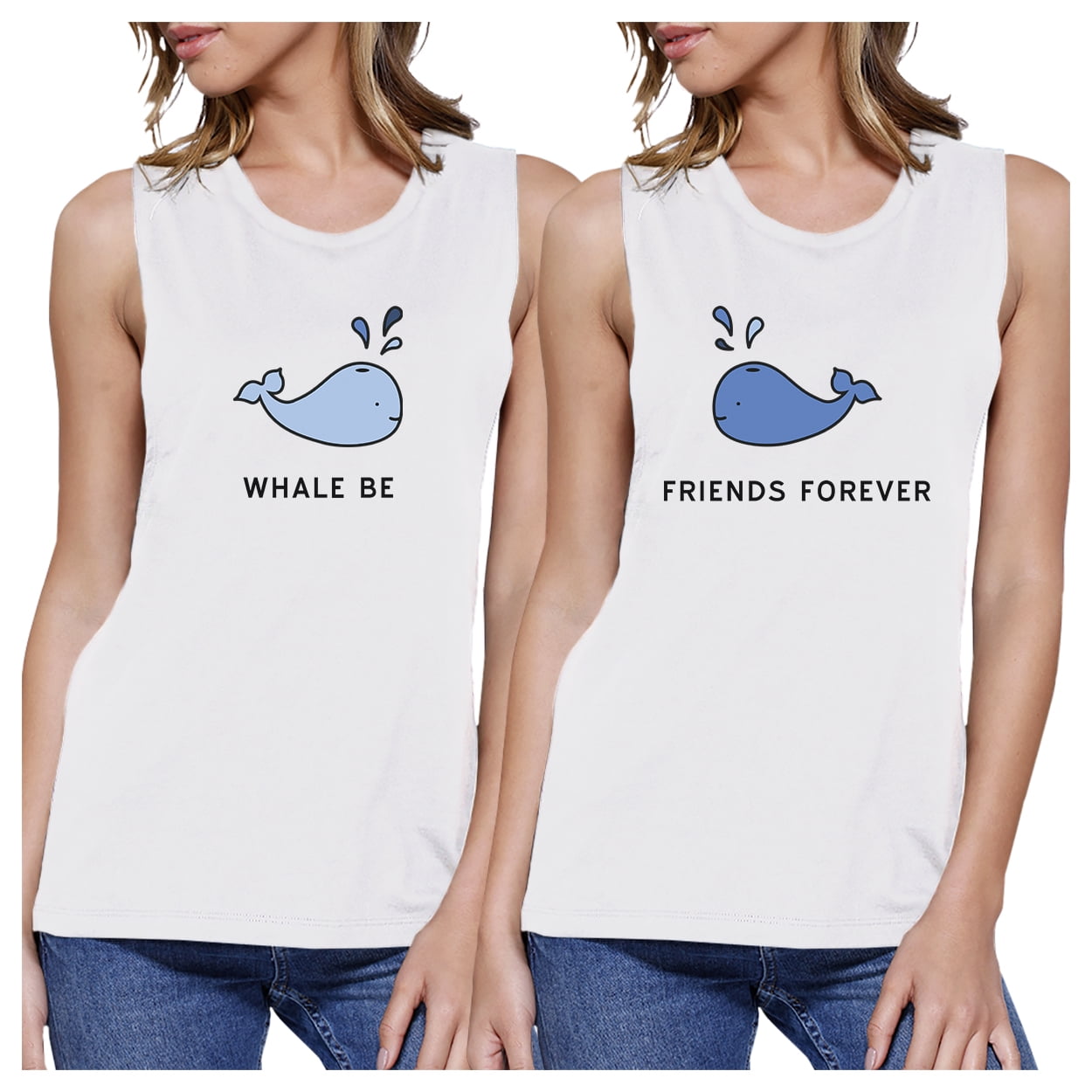 365 Printing Whale Be Friend Forever Bff Matching White Summer Muscle Tops Walmart Com Walmart Com