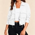 thumbnail image 4 of QINGFSAP Womens Lapel Button Front Jacket Long Sleeve Outdoor Casual with Pockets Lightweight Top, 4 of 9