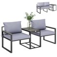 thumbnail image 1 of Outsunny Outdoor Bistro Set with Thick Cushions 3 Pieces, Grey, 1 of 10