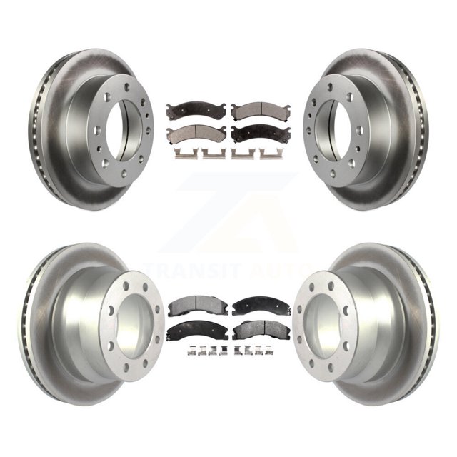 Transit Auto Front Rear Coated Disc Brake Rotors and Ceramic Pads Kit for Car Chevrolet Express 4500 GMC Savana KGT-102098
