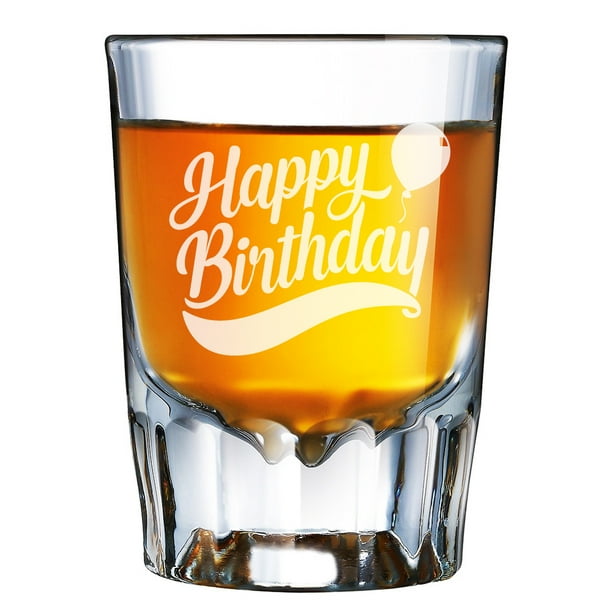 Happy Birthday Balloon Engraved Barcraft Fluted Shot Glass Walmart