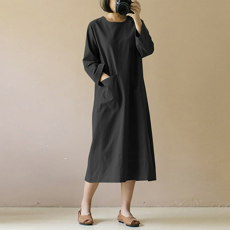 solacol Womens Literary Retro Long-Sleeved Japanese Mori Plus Size  Long-Sleeved Dress 