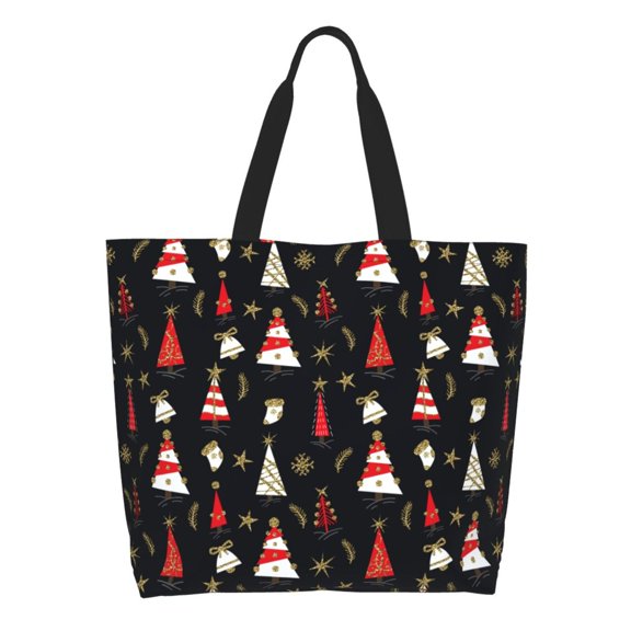 Naloa Christmas Tree and Gold Socks Tote Bag for Women Large Capacity Shoulder Bag for College Work Travel Shopping