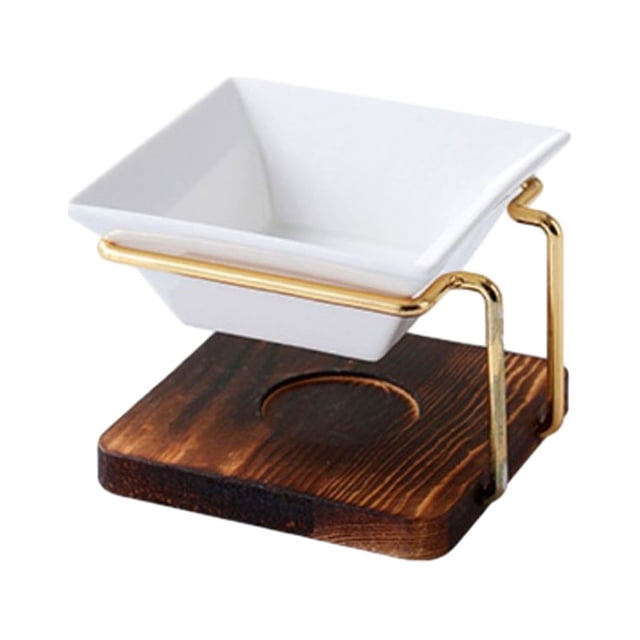 Yuarrent Portavelas de aceite esencial con base de madera - Quemador de aceite acogedor y de amplia aplicación Melt Home Wax Square 2 Type2 NO2