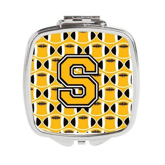 Carolines Treasures Letter S Football Black - Old Gold & White Compact Mirror