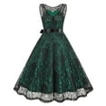 thumbnail image 6 of NaWent Women's Floral Lace Dress Short Bridesmaid Dresses with Sheer Neckline Cocktail Prom Party Wedding Guest Dress Green XXL, 6 of 8
