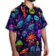 thumbnail image 2 of Alien Men's Short Sleeve Button Down Hawaiian Shirts for Summer Beach Casual Printed Style, 2 of 6