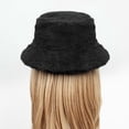 thumbnail image 5 of UTSJKR Faux Fur Winter Bucket Hat for Women Fluffy Warm Hat Wide Brim Solid Color Thick Fisherman Soft Fuzzy Snow Ski Cap Black, 5 of 5