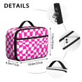 thumbnail image 6 of Pink and White Wavy Checkered Pattern Insulated Lunch Bag Teens,Bento School Lunch Bag for Teens for Work,Picnic or Travel 10.6x7.7x4.3 Inches,12 Can Capacity, 6 of 6