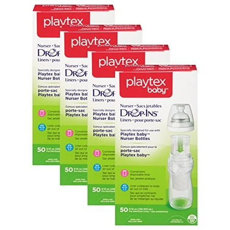 Playtex Nurser System Drop Ins Bottle Liners, Soft, 50 ct, 8 oz (Pack of 4)