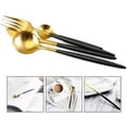 thumbnail image 3 of Juego de cuchillos, tenedores y cucharas de acero inoxidable - Juego de 4 piezas de oro negro (cuchillo, tenedor, cuchara + cuchara de café) Ormromra WL-00767, 3 of 7