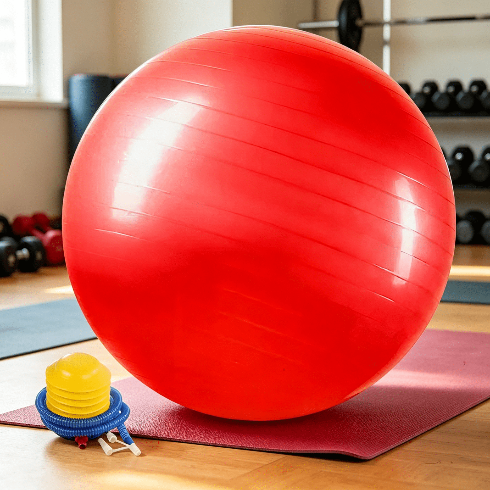 BESTSKY 2026 New Exercise Ball with Pump - Bender Ball for Stability, Barre, Pilates, Yoga, Balance, Core Training, Stretching and Physical Therapy, Red, 55Cm