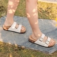 thumbnail image 6 of Lezzglt Kids Slides Sandals, Cork Footbed Sandals for Girls Boys, Non-Slip Boys and Girls Slides Shoes with Adjustable Buckle Summer Slip-on Slippers Indoor Outdoor, 6 of 8