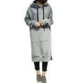 thumbnail image 2 of Baqcunre Large Size Round Neck Hooded Solid Color Long Sleeved Long Sweater Dress Long Dress Sweatshirt Dress Sweatshirt Dress Women Clothing Womens Dresses,,Size XL, 2 of 6