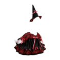 thumbnail image 2 of Porch Goose Accessory Set, Porch Goose Outfits, Halloween Porch Goose Outfit, Wizard, 23X8 Inch Red Black Lace Witch Dress with Pink Bow Accents and Matching Witch Hat for Holiday, 2 of 6