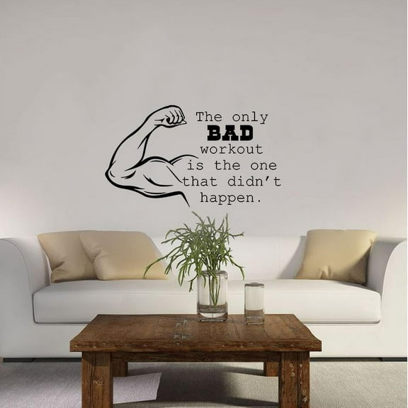 The Only Bad Workout Fitness Workout Success Motivation Quotes Wall Decal Fitness Healthy Lifestyle for Girls / Boys Gym Home Sports Room Decor Vinyl Wall Art Sticker Decoration Size (35x40 inch)