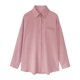 thumbnail image 3 of Camisa con cuello vuelto ANGGREK blusa holgada con botones color rosa para el trabajo diario, 3 of 8