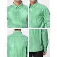 thumbnail image 6 of INSPIRE CHIC Men's Shirts Plaid Long Sleeve Button-Down 100% Cotton Dress Shirt L Green White, 6 of 7