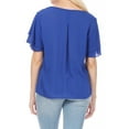 thumbnail image 3 of Women's Casual Flowy Short Flutter Sleeve Round Neck Key Hole Blouse Top, 3 of 6