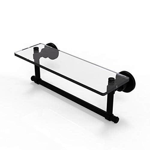 Allied Brass WS-1TB/16-BKM Glass Shelf with Towel Bar, 16-Inch X 5-Inch
