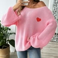 thumbnail image 2 of XMMSWDLA Women's Love Heart Pullover Sweater Long Sleeve Crewneck Sweater Oversized Knit Sweater, 2 of 7