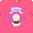 thumbnail image 4 of Inktastic Jesus Loves Me Cute Lamb and Flowers Youth T-Shirt, 4 of 5