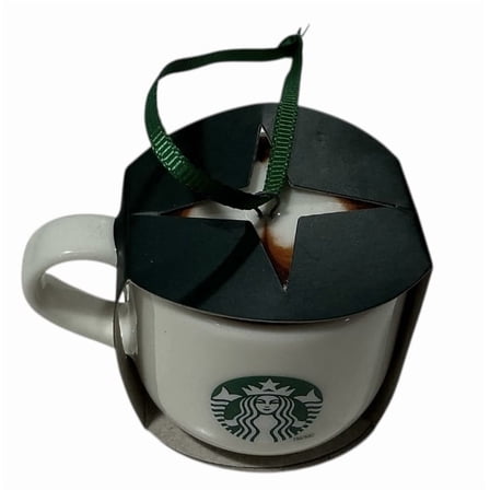 Starbucks Holiday Ceramic Logo White Cup Ornament  Rare
