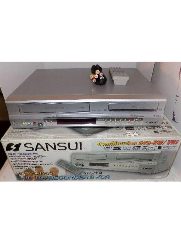 Pre-Owned Sansui VRDVD4005 Dvd Recorder VCR Combo 1 Button Vhs to Dvd Dubbing with Remote In Box (Good)