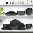 thumbnail image 5 of Linen Artisan Dinner Plate Set, 4 Pieces Dinnerware Dishes Set, Porcelain Salad Plates, Irregular 11 Inches Ceramic Plates Suitable for Steak, Pasta, Pizza, Home, Party, Black, Small, 5 of 6