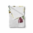 thumbnail image 2 of Wine Soft Flannel Fleece Throw Blanket, Round Frame Hand Painted Food Objects Watercolor Drink Cheese Fruits Illustration, Cozy Plush for Indoor and Outdoor Use, 50" x 70", Multicolor, by Ambesonne, 2 of 6