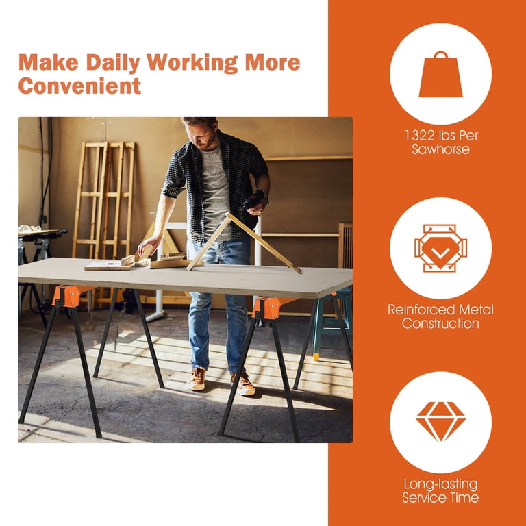 Kingcraft 2-Pack Heavy-Duty Folding Sawhorse Set Kingcraft 2-Pack Heavy-Duty Folding Sawhorse Set