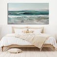 thumbnail image 2 of Original Ocean Landscape Oil Painting on Canvas Large Wall Art Abstract Green Wall Art Beach Decor Modern Living Room Wall Decor,Unstretched,Frameless,(46*92cm)18*36Inches, 2 of 5