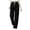 Black, variant on Sunnin Womens Waffle Knit Lounge Pants Drawstring Elastic Waist Slant Pockets Relaxed Straight Leg Trousers