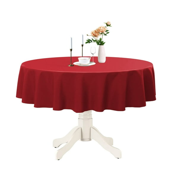 Romanstile Nappe Ronde Imperméable, Résistante aux Taches, Lavable, Sans Plis, en Polyester pour Cuisine, Salle à Manger, Fête, Mariage, Intérieur et Extérieur - Rouge, 70 Pouces