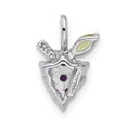 thumbnail image 3 of Auriga Fine Jewelry 925 Sterling Silver Rhodium-plated Amethyst and Peridot Grapes Pendant for Women(L- 13.8mm, W- 8.4mm), 3 of 6