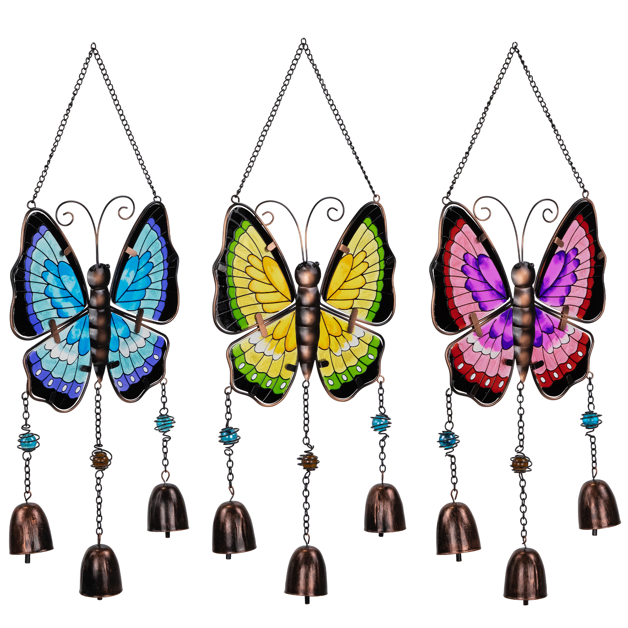 Northlight Metal Butterfly Outdoor Garden Suncatcher Windchimes - 21" - Set of 3
