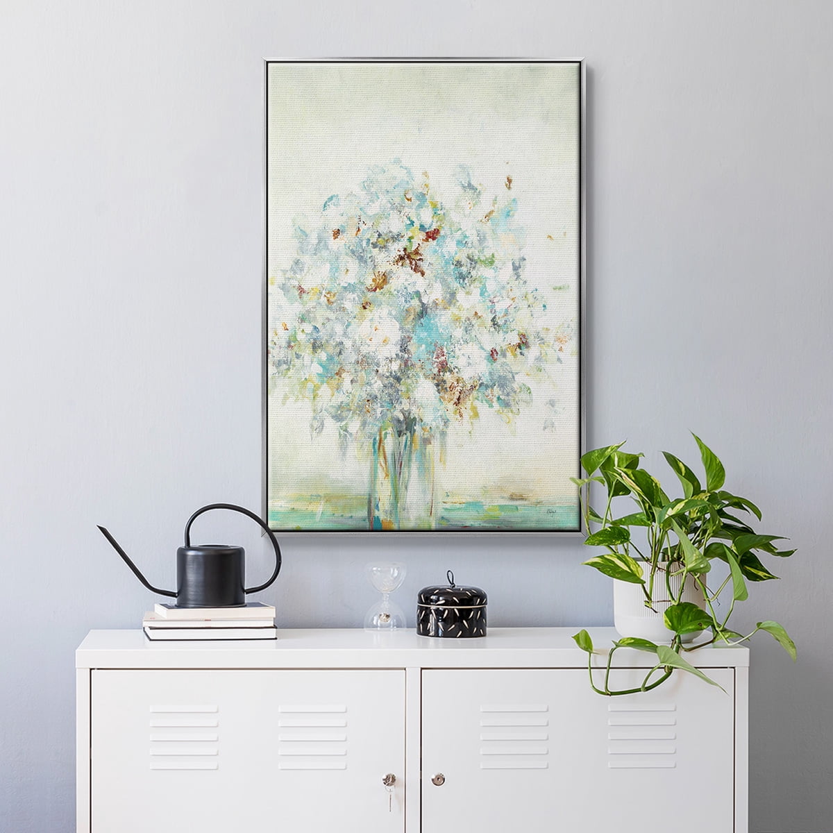 Te x tured Bouquet Framed Premium Gallery Wrapped Canvas - Ready to Hang - 27 x 41 - Silver Floating Frame