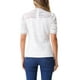thumbnail image 3 of INSPIRAR CHIC Blusa de Encaje Floral de Cuello Mock con Mangas Cortas Abullonadas Elegante L Blanco, 3 of 6