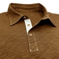 thumbnail image 4 of WREESH Men's Solid Henley Shirts Short Sleeve Turndown Collar Shirt for a Classic and Versatile Look Khaki, 4 of 8