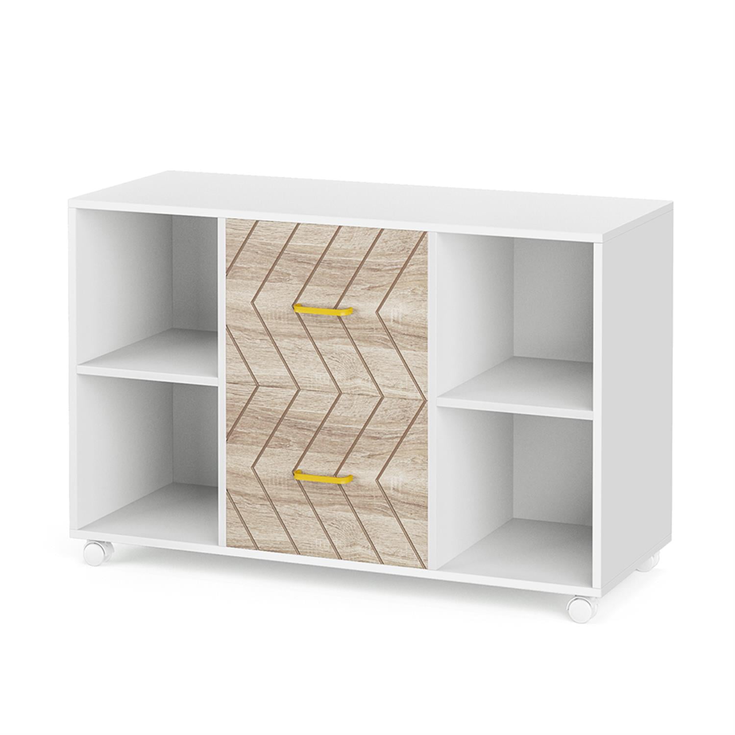 Demi Bonn 2-Drawer File Cabinet, Large Wood Rolling Filing Cabinet for Home Office, Printer Stand, for A4, Letter-Size Documents, Storage Cabinet for Home Office, White