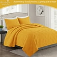 Exclusivo Mezcla 3Piece Yellow Queen Size Quilt Set, Square Pattern