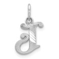 thumbnail image 1 of 14k White Gold Diamond-cut Initial J Charm, 1 of 2