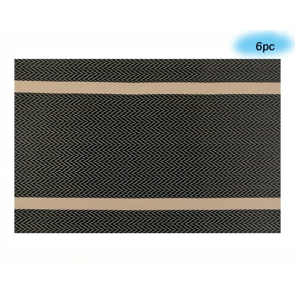 Modern Brown Durable PVC Table Mats - Washable Heat Resistant Placemats Set of 6