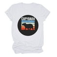 thumbnail image 4 of Graphic Tees For Women Vintage Ladies Fun Graphic Capybara Selfie Cute Cartoon Printed Multi Color Tshirts, 4 of 4
