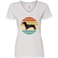 thumbnail image 3 of Inktastic Dachshund Dog Retro Sunset Women's V-Neck T-Shirt, 3 of 5
