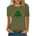 thumbnail image 1 of Pompotops Femmes Casual St. Patrick'S Day Imprimé Manches Courtes Col Rond Pull-Shirt Tops, 1 of 5
