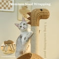 thumbnail image 2 of Pefilos Modern 46" Dinosaur Cat Tree Tower with Scratching Post, Rattan Cats House in 18" Diameter, Wicker Cats Bed with Removable Mat, Beige, 2 of 5